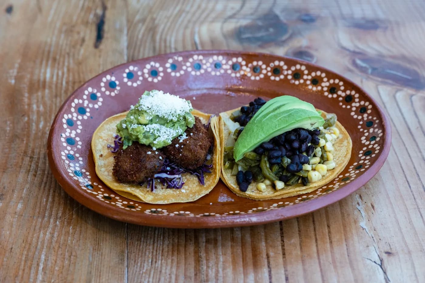 Serving inspiration for Black Bean Corn Smash Tacos