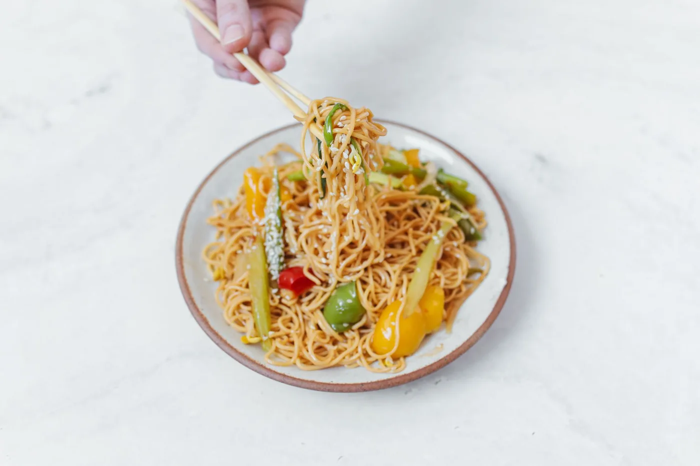 Serving inspiration for Broccoli Garlic Chili Noodles