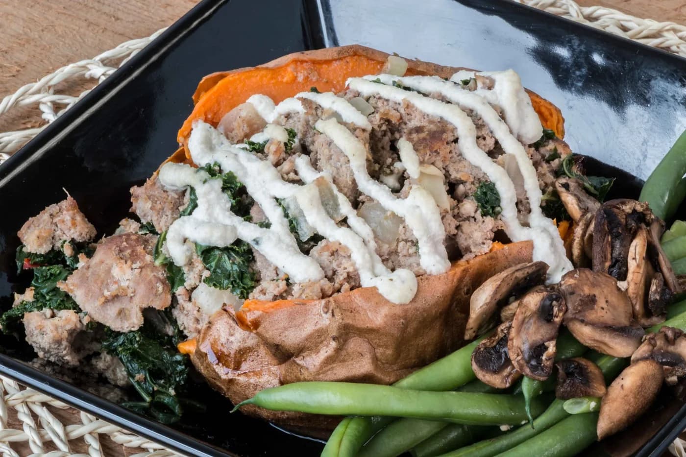 Serving inspiration for Chicken Spinach Stuffed Sweet Potatoes