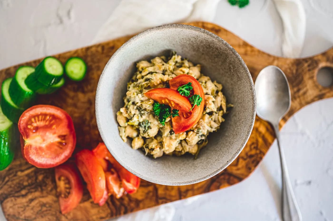 Serving inspiration for Chickpea Spinach Burst Tomato Skillet