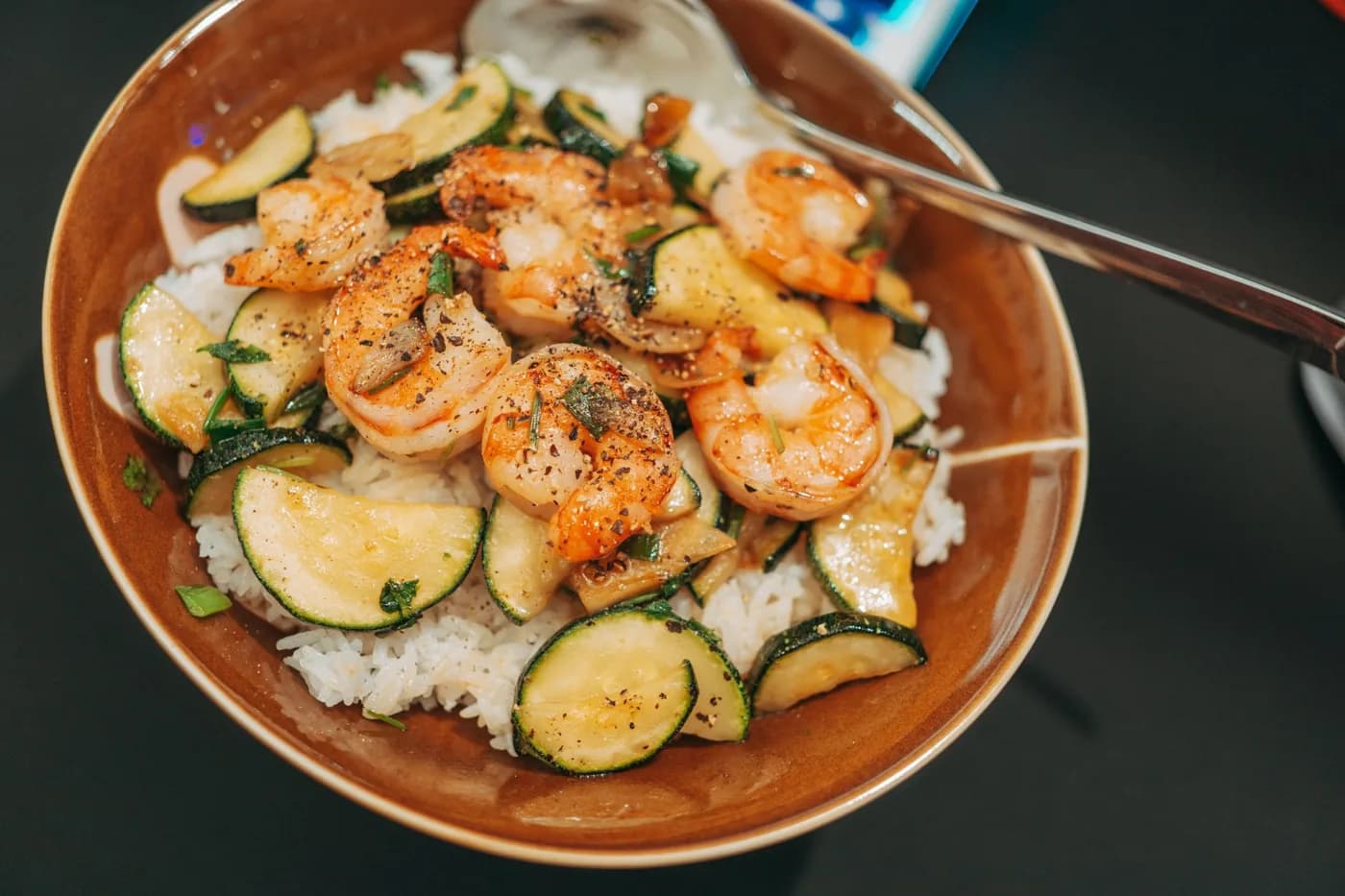Serving inspiration for Coconut Ginger Shrimp Rice Bowls