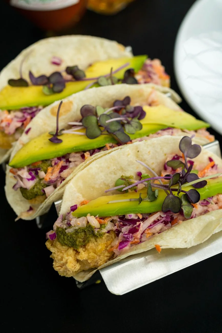 Serving inspiration for Crispy Cod Cabbage Tacos