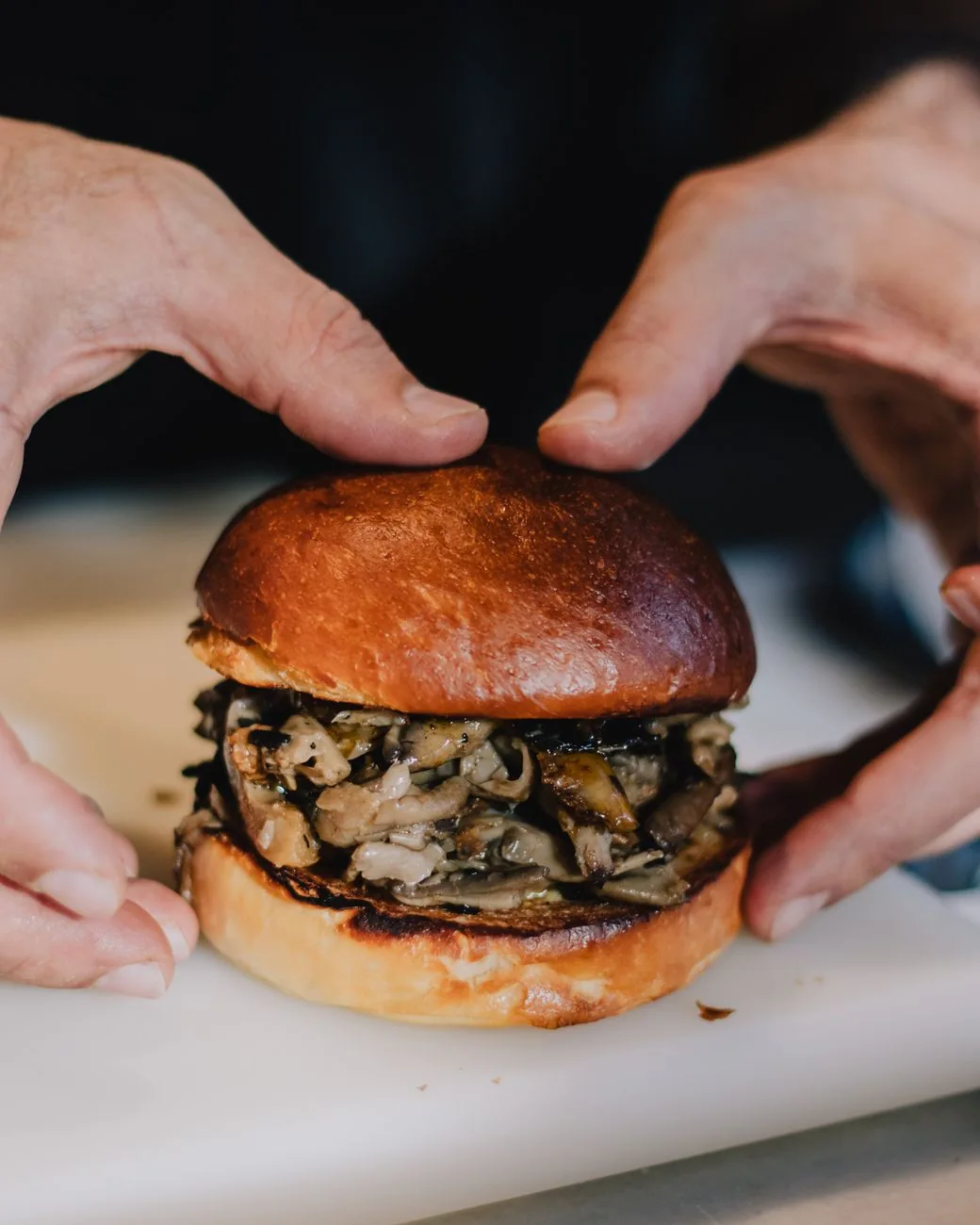 Serving inspiration for Mushroom Black Bean Smash Burgers