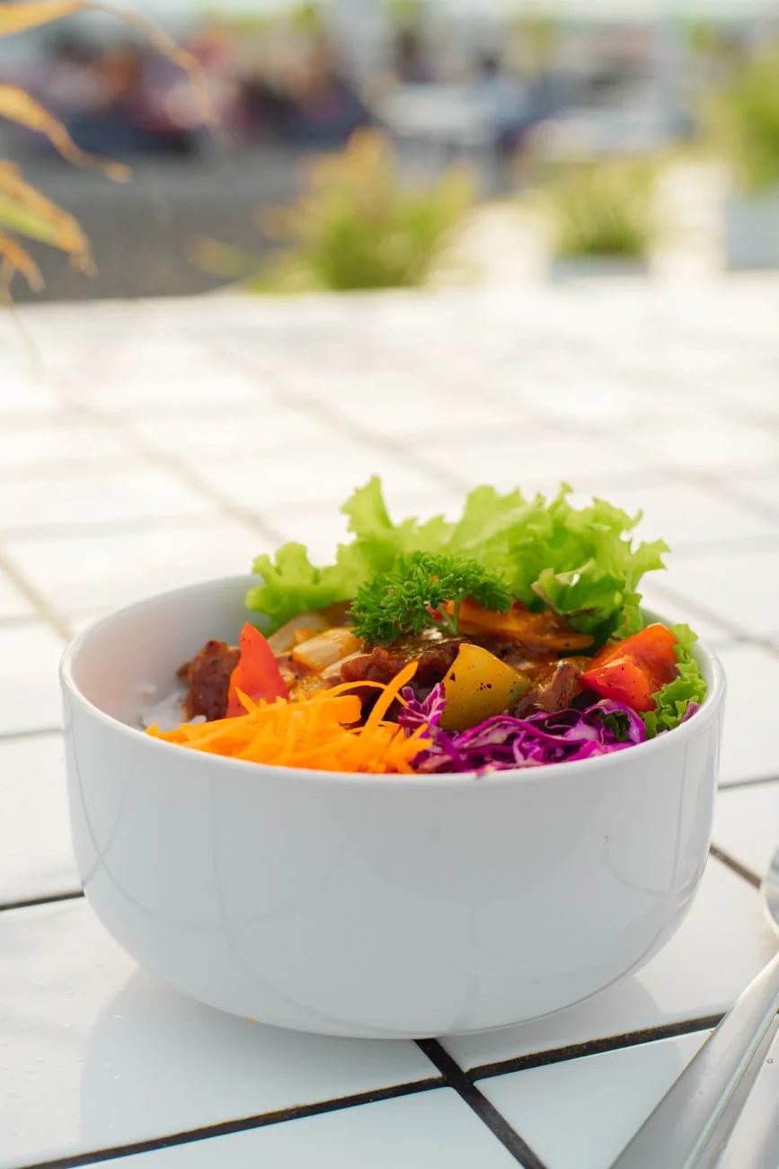 Serving inspiration for Roasted Pepper Farro Feta Bowls