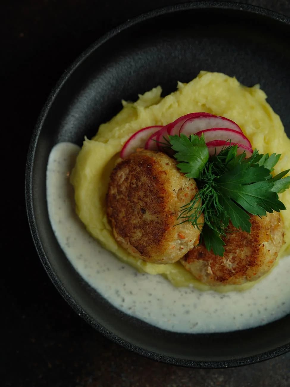 Serving inspiration for Salmon Potato Mustard Cakes