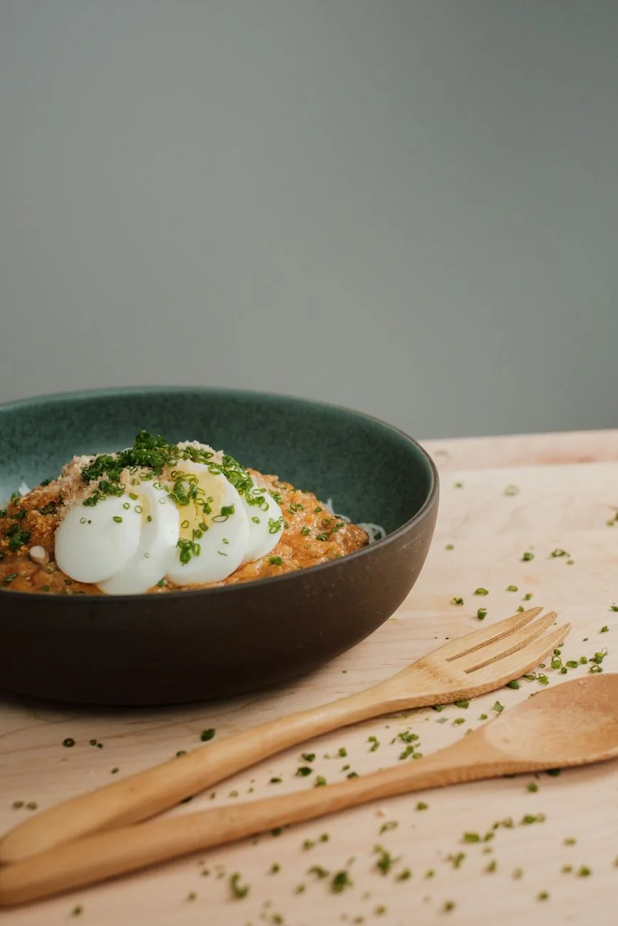 Serving inspiration for Savory Oat Bowls with Mushrooms & Eggs