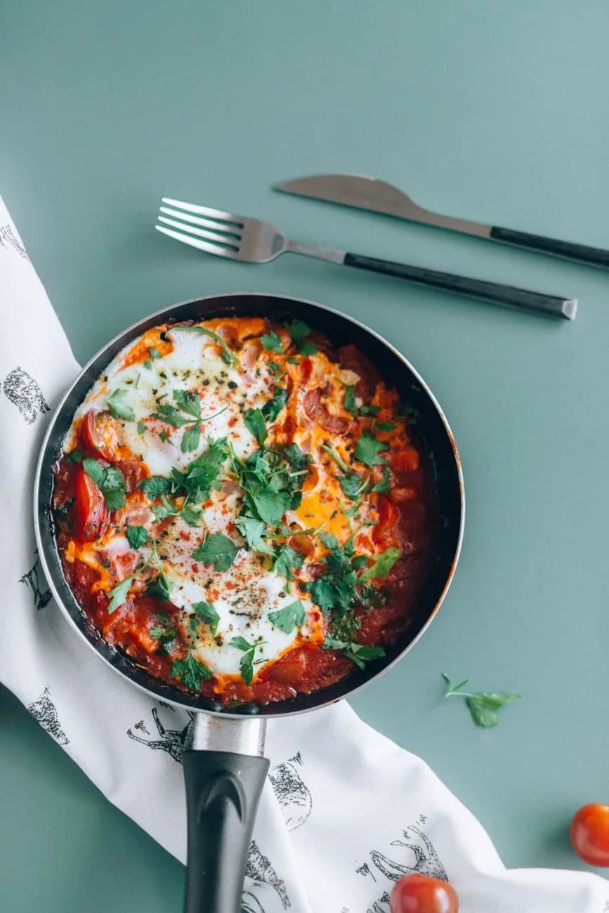 Serving inspiration for Tomato Pepper Shakshuka
