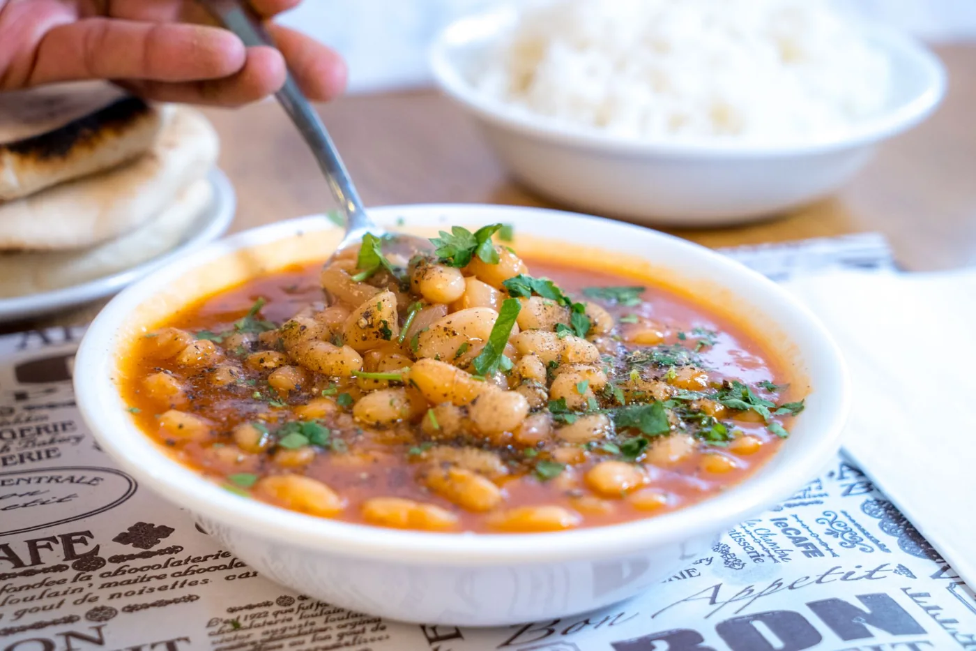 Serving inspiration for White Bean Kale Parmesan Soup